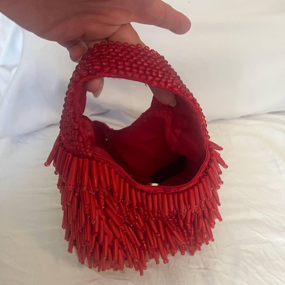 Red Beaded Women's Handbag